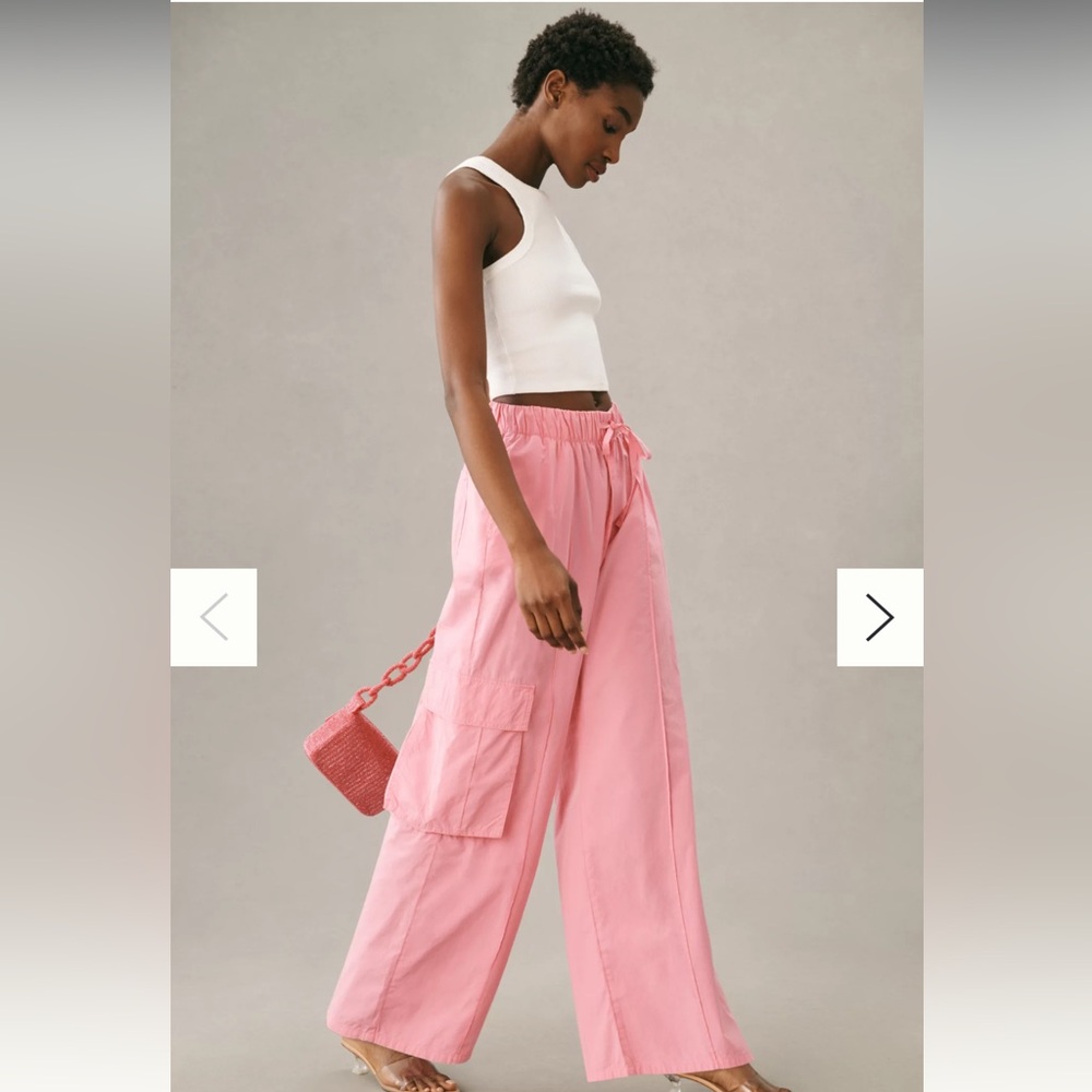Anthropologie Drawstring Wide-Leg Parachute Pants size small petite